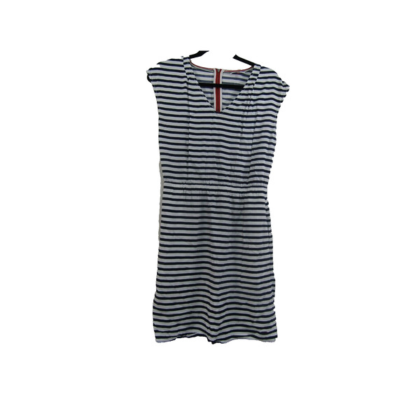 Tommy Hilfiger Blue Striped V Neck Zip Sleeveless Mini Dress Women's XS Nautical - Picture 1 of 8